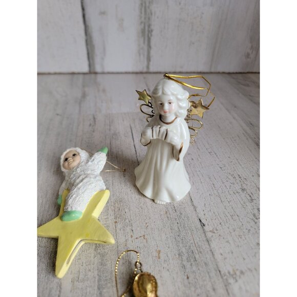 Cross angel snow star cherub ornament Xmas religious set harp - Picture 6 of 9